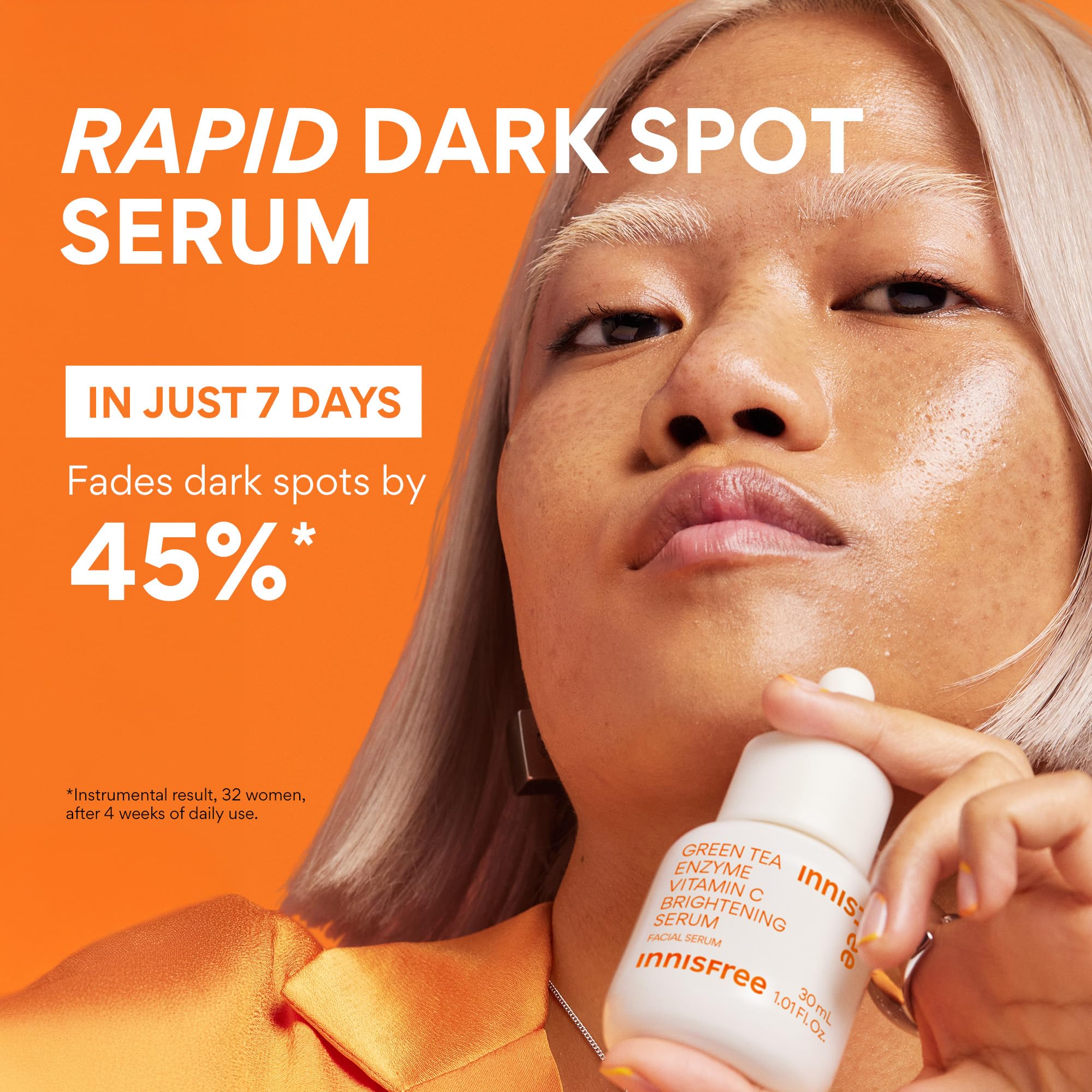 innisfree Green Tea Enzyme Vitamin C Serum for Brightening Dark Spot Correction, Korean Face Serum for Radiant Glow