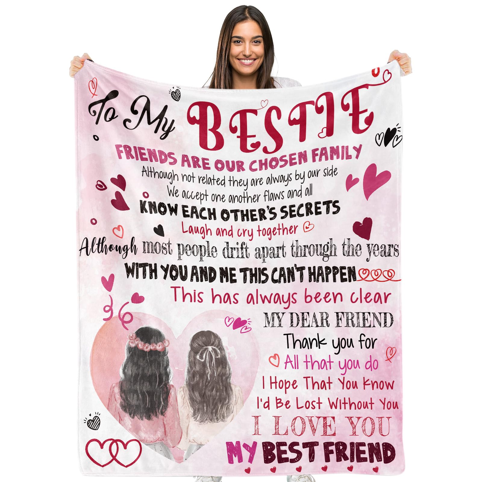 Gifts for Bestie Soft Cozy Best Bestie Gifts Blanket To My Bestie Fleece Flannel Throw Blankets Best Bestie Ever Good Friendship Gifts Blanket for Besties Soul Sister BFF Girls Women, 130x152 cm