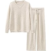 ANRABESS Lounge Sets for Women Fuzzy Fleece Pajama Sets 2 Piece Outfits Cozy Sweater Matching Set 2025 Fall Winter Loungewear