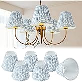 VIHOSE 6 Pleated Chandelier Lamp Shade Clip on, 3"x5.5"x4.7", Blue Tree | Slant Small Lampshadesbulb, Clip On, Classic Pleated Style Bulb Covers, for Wall Sconces Pendant Lighting