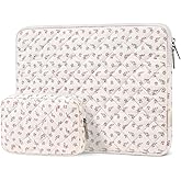 MOSISO 13-14 inch Laptop Case, 13.3 inch Puffy Laptop Sleeve Compatible with MacBook Air 13.6 M4 M3 M2 M1/Pro 13/Pro 14, HP Dell ASUS Lenovo, Square Quilted Bag&Small Case, Elegant Little Blossom