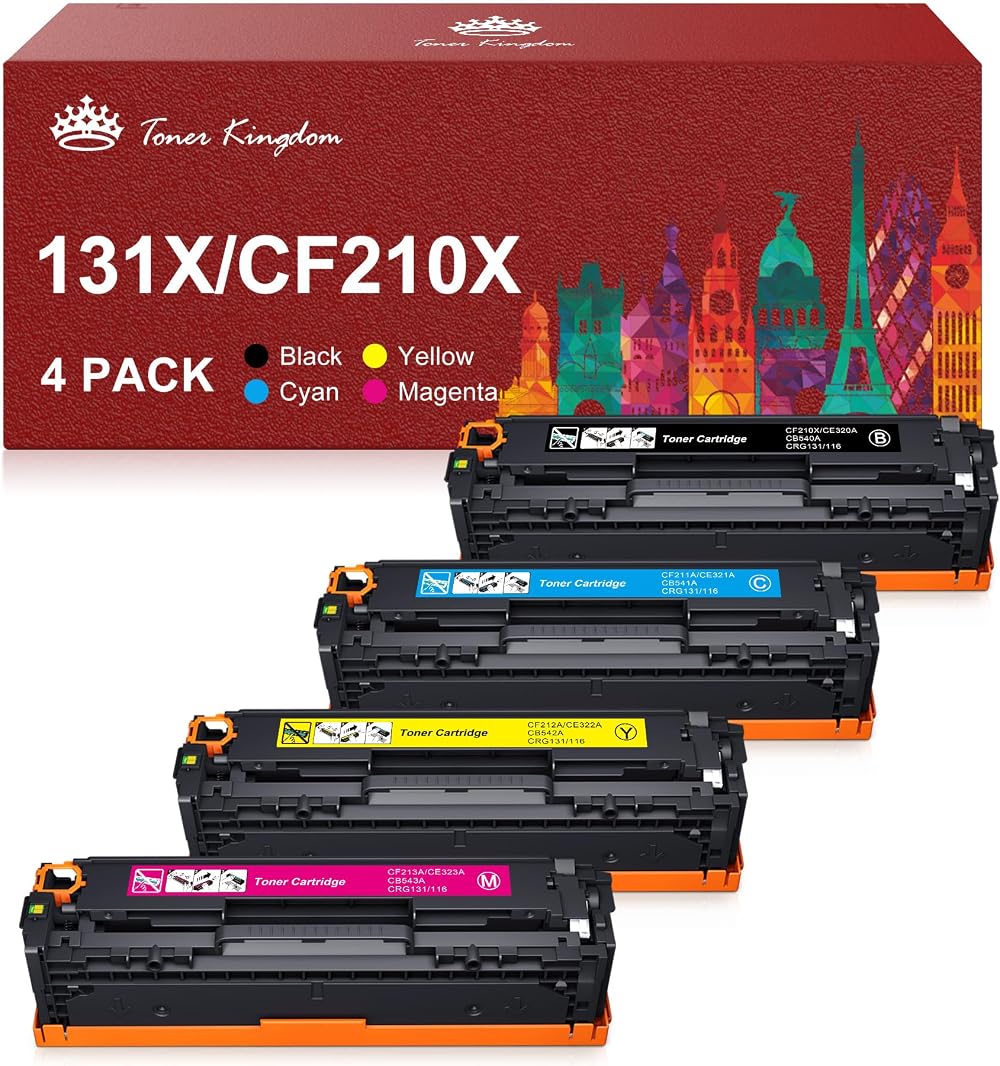 Toner Kingdom 4pk High Yield Toner for HP 131X CF210X M251nw M276nw CP1525nw