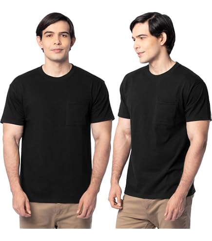 Fruit of the Loom Adult 5 oz. HD Cotton™ Pocket T-Shirt M BLACK at