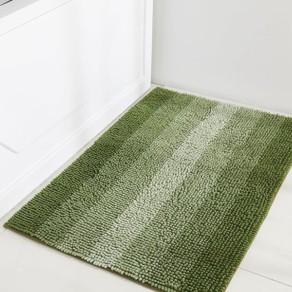 COSY HOMEER BATH RUGS MADE OF 100% POLYESTER EXTRA SOFT AND NON SLIP BATHROOM MATS SPECIALIZED IN MACHINE WASHABLE AND WATER ABSORBENT SHOWER MAT (44X26 INCH, GREEN)