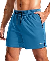 Pudolla Men's Workout Running Shorts with Zipper