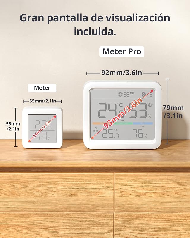 Bluetooth Estación Meteorológica para Hogar Sensor Exterior Inalámbrico, Monitor Temperatura/Humedad con Fecha y Previsión Meteorológica, 120m Bluetooth, Archivo de Datos Gratis Exportar