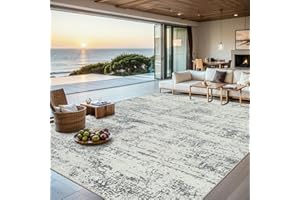PLHXFR 8x10 Area Rugs for Living Room - Washable Rug Modern Abstract Soft Large Neutral Non-Slip Carpet Indoor Floor Stain Resistant Thin Carpets for Bedroom Dining Room Farmhouse Nursery Home Office Grey