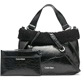 Calvin Klein Women's Estelle Novelty Crossbody Handbag | Vegan Leather, Interior Slip &amp; Zip Pockets, Removable Zip Pouch, Adjustable Removable Strap, Travel