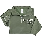 HHLYN14 Personalized Embroidered Profession Quarter Zip Sweatshirt, Custom Workwear for Office, Clinic, School Professionals