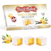 HazerBaba Turkish Delight Candy, Vanilla, 16oz (Pack of 1), Dulces | Lokum, Middle Eastern Sweets, Gluten Free Candy Variety Pack, Vegan Snack Box, Small Gift Box, Kosher Dessert, Halal Food