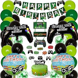 Video Game Party Supplies, Gamer Party Decorations,Gaming Theme Party Decorations, Happy Birthday Gaming Banner Video Game Party Balloons Welcome Hanging Decor for Gamer, Boys Birthday Party Favors