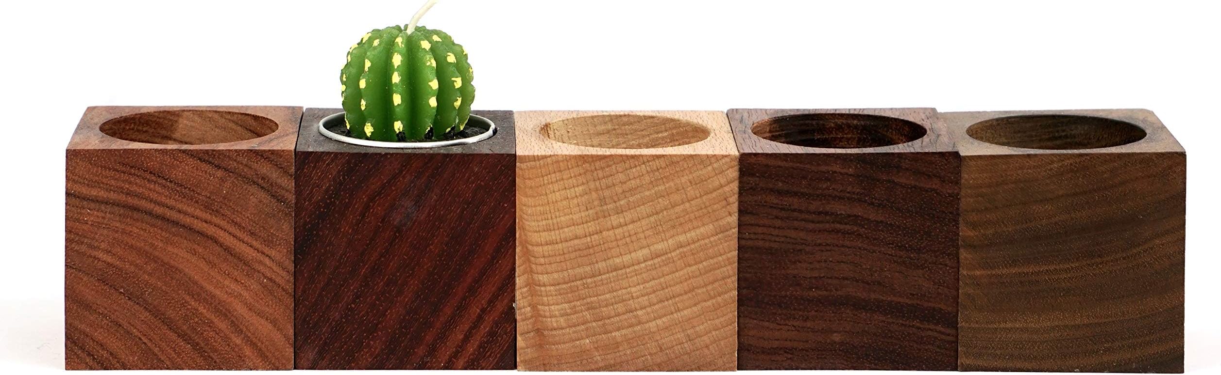 anaan Cube Deisgn Tealight Holder Candle Holder Wooden for home decoration Novelty Gift 5x5x5cm (Red rosewood)