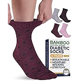 Pembrook Ankle Diabetic Socks for Women & Men - 4 Pairs Classic Patterns (Maroon, Gray, Red, Light Pink), Diabetic Plus Size Socks for Neuropathy