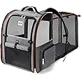 Lekebobor Large Cat Backpack Carrier Expandable Pet Carrier Backpack for Small Dogs Medium Cats Fit Up to 18 Lbs, Dog Backpack Carrier, Foldable Puppy Backpack Carrier for Travel, Hiking,Grey