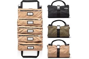 OFFICIAL TOOL ROLL Official Legacy Tool Roll Bag - Easy to Carry 5-Pocket Roll Up Tool Bag - Durable Canvas, Rust-Proof YKK Zippers & Secure Buckle - A Loving Gift for Dads, Mechanics, Electricians & Hobbyists | Khaki