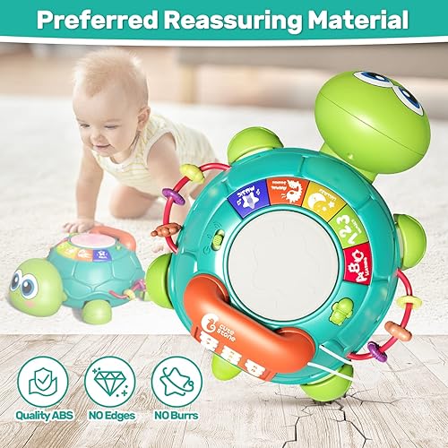 CUTE STONE Baby Toys to 12 Months, Musical Turtle Crawling Baby