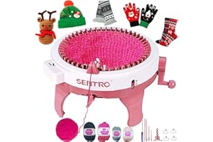 PKHOUHYI Sentro Knitting Machine, 48 Needles Knitting Machine with Row Counter, Smart Knitting Loom Machine for Adult and Beginner, Automatic Circular Crochet Knitting Machines Kit for Hat,Scarf,Sock,Gloves