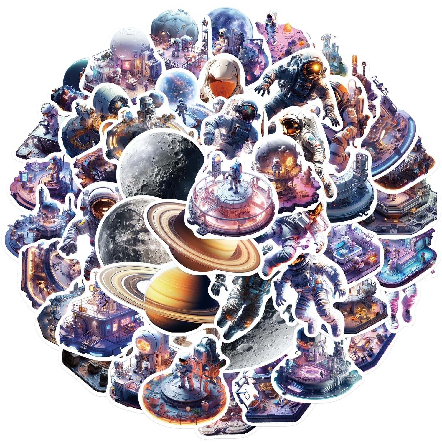 50 Pcs Astronaut Space Stickers for Kids Teens Adults Boys Girls Gift,Stickers Pack for Laptop,Skateboard,Luggage,Car,Bike, Cup,Computer,Water Bottle Decor,Space Vinyl Waterproof Sticker Decals โ image 1