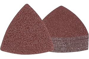 Kozelo 30pcs Mouse Sander Detail Sandpaper - [ 40 Grit, 3-1/8" ] Triangle Hook and Loop Assorted Sanding Pads Sheet for Wood 