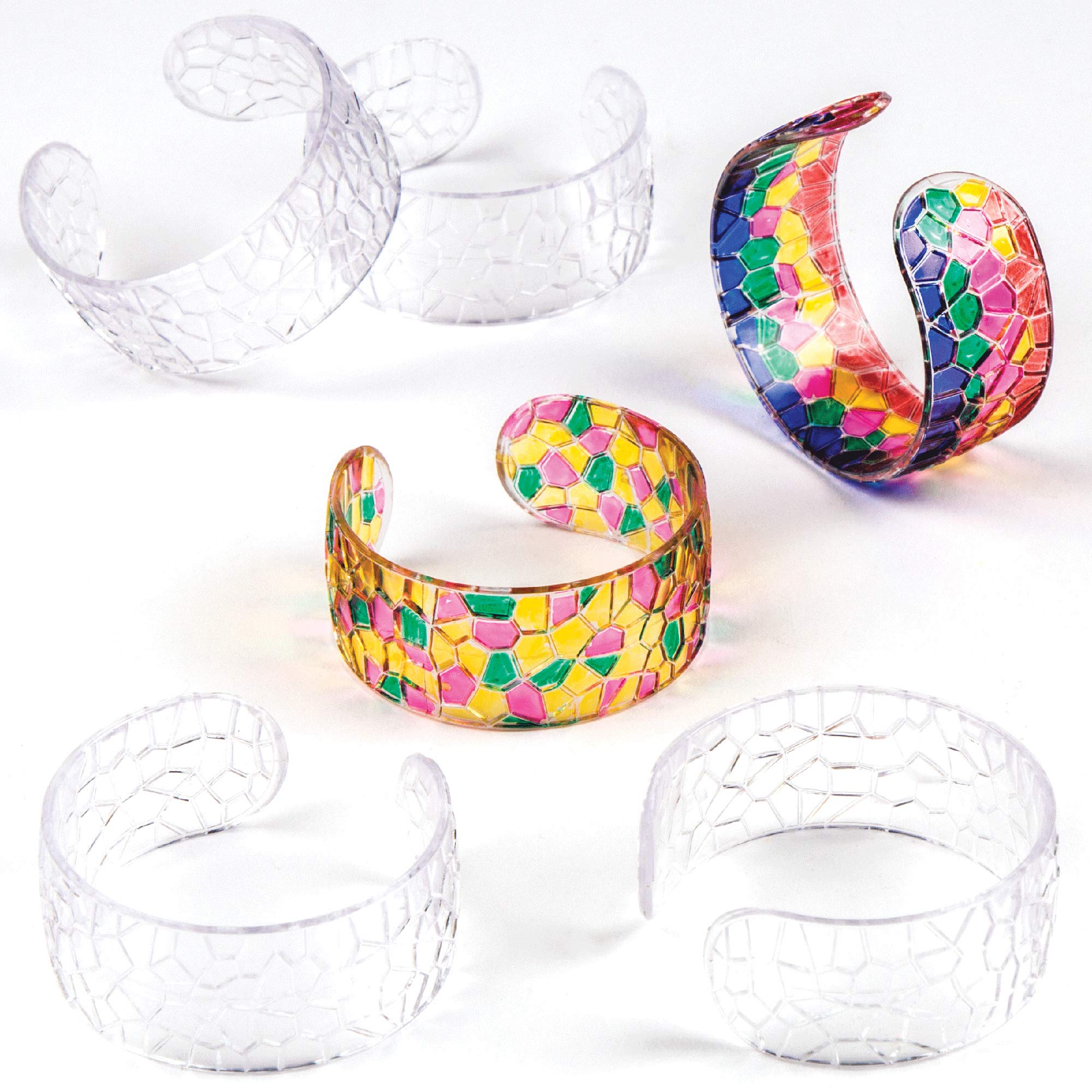 Baker Ross Crystal Mosaic Bangles (Pack of 6), Perfect for Children to Decorate and Wear, Ideal for Home Crafting, School and Craft Groups