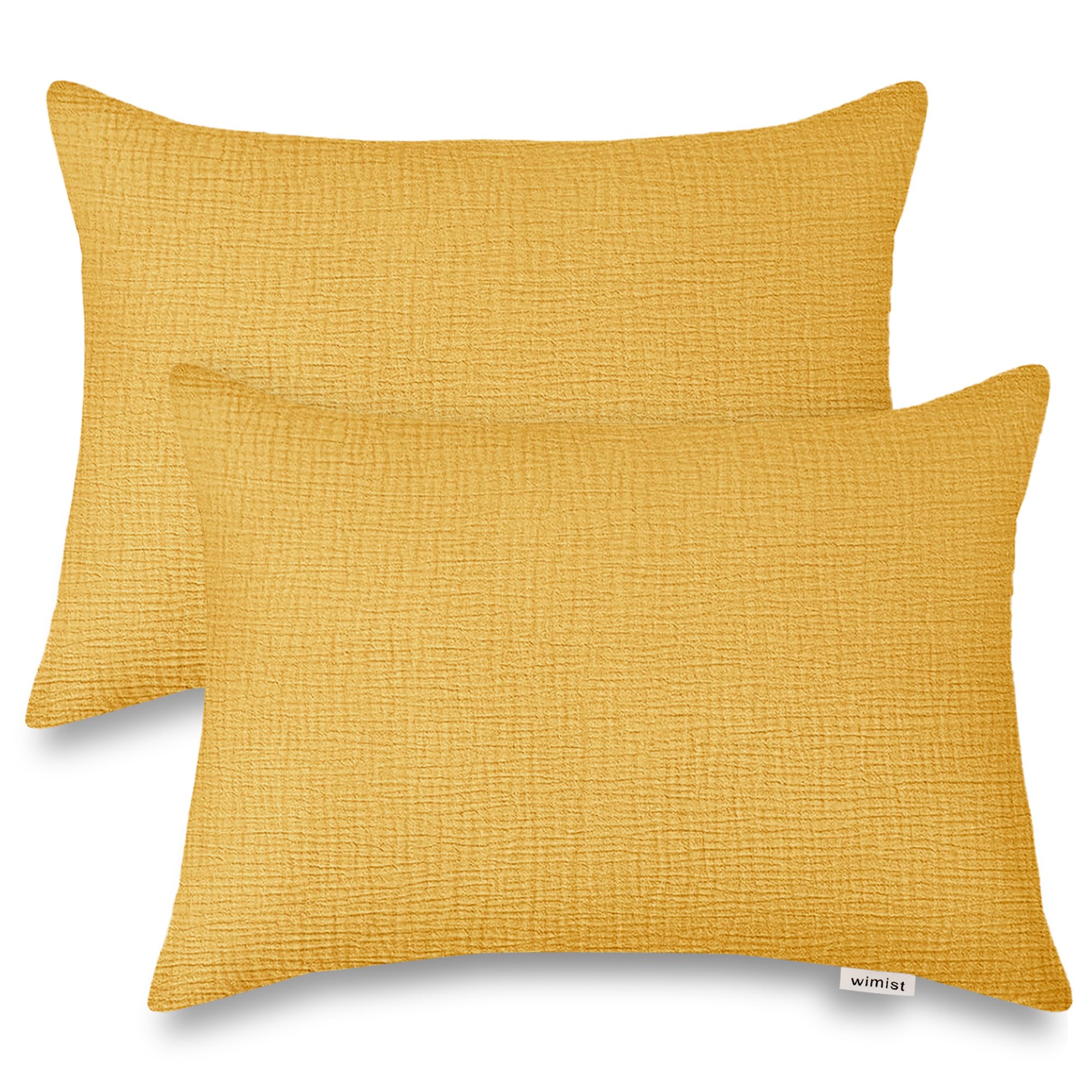 Photo 1 of Wimist Toddler Pillowcases for 14"x20" Pillow 2 Pack, Muslin Small Toddler Baby Kids Travel Pillow Covers for Boys Girls with Envelope Closure (Mustard Yellow, 14 x 20 Inch)