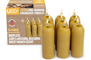 UCO 12-Hour Natural Beeswax Long-Burning Candles for UCO Candle Lanterns and Emergency Preparedness, Made in USA