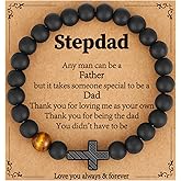 Gnamy Gifts for Dad New Dad Stepdad Men Husband, American Flag Cross Beads Bracelet Easter Birthday Jewelry Gifts for Him