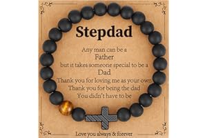 Gnamy Father's Day Gifts for Dad Daddy New Dad Stepdad Husband, American Flag Cross Beads Bracelet Jewelry Gifts for Father Men from Daughter Son Wife