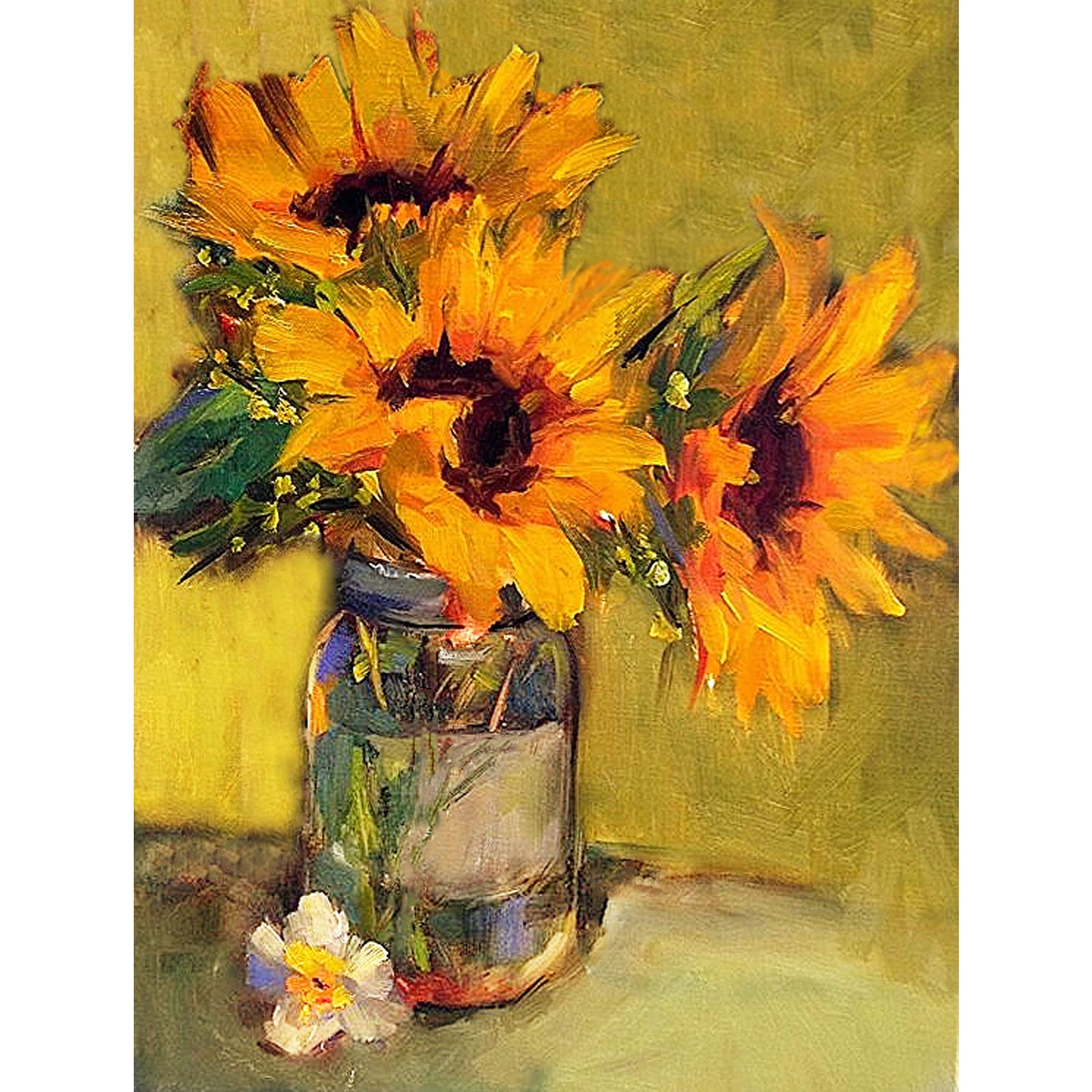 QYSFriday Paint by Numbers, Sunflowers Paint by Numbers Kits for Adults Beginners 40 x 50 cm Flower Color by Number Kits Drawing Paintwork with Paint Brushes Without Frame