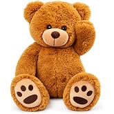 LotFancy Teddy Bear Stuffed Animals, 20 inch Soft Plush Toy, Brown | Cute Footprint Plushie For Easter And Birthday Gifts, Soft Huggable Toy For Toddlers Cuddling, Snuggling &amp; Bedtime.