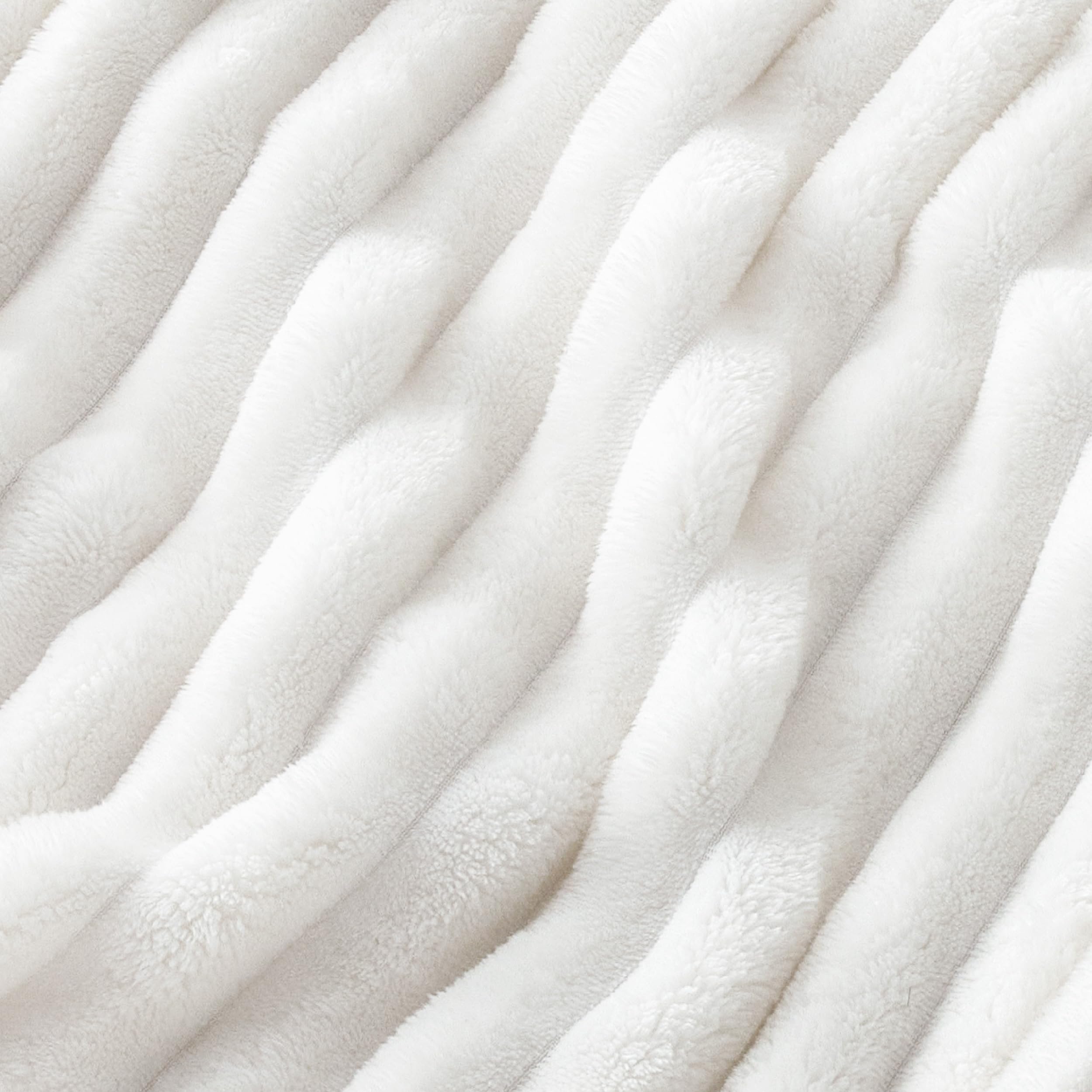Bedsure GentleSoft Twin Blanket for Bed - Cozy Soft Blankets for Women, Cute Small Fleece Throws for Girls, Graduation Decorations Gift for Her Him School Dorm, Off White, 60x80 Inches