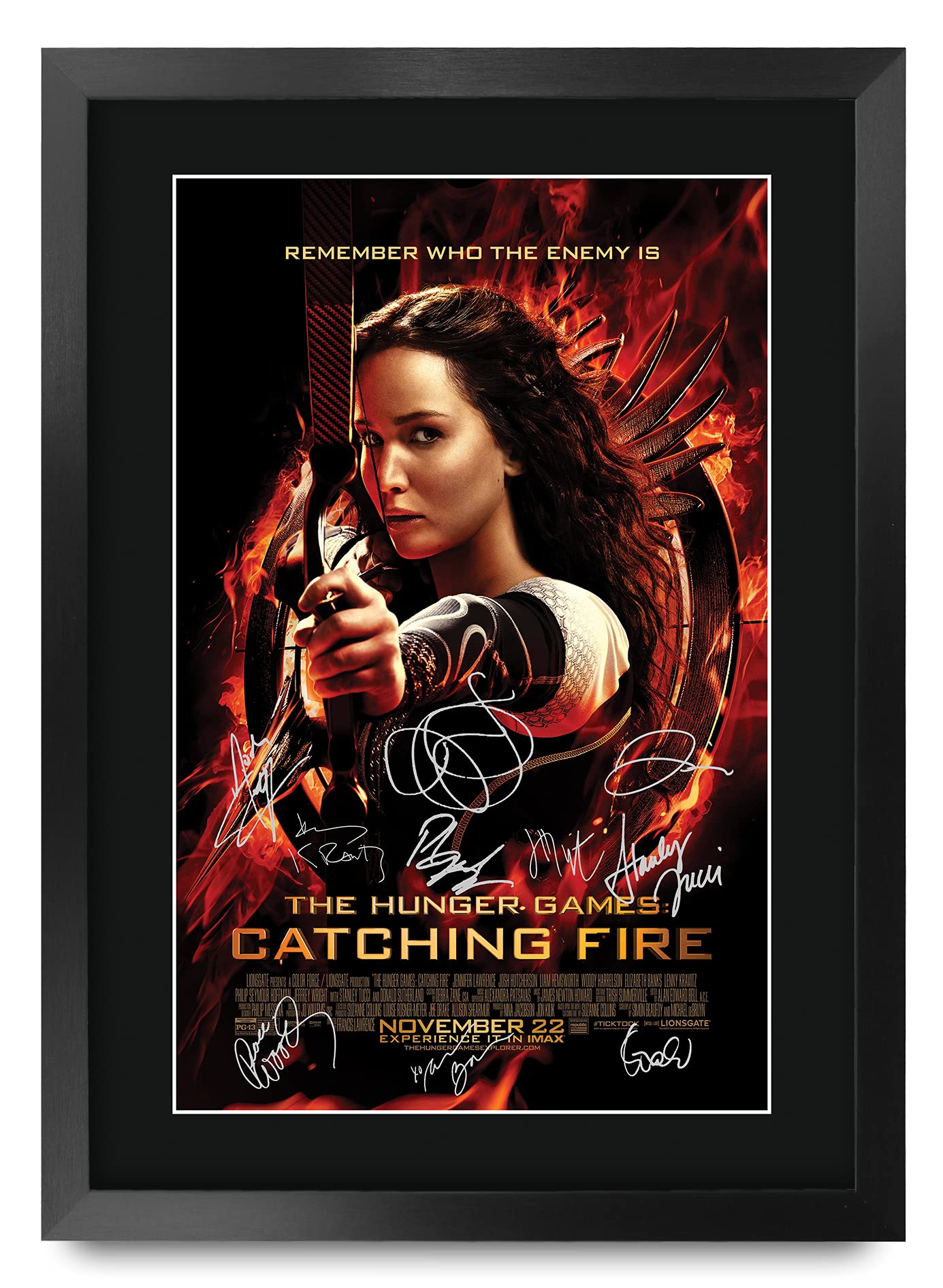 HWC Trading FR A3 The Hunger Games 2 Catching Fire Jennifer Lawrence Gifts Printed Poster Signed Autograph Picture for Movie Memorabilia Fans - A3 Framed