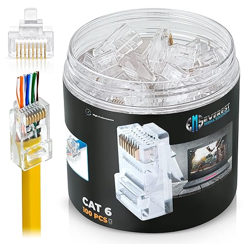 Cable Matters 100-Pack Cat 6 Pass Through RJ45 Connectors For Solid Or Stranded UTP Ethernet Cable & Modular RJ45 Crimp Tool For Pass-Through Connectors & 8-Color 200-Pack Strain Relief Boots - View #10