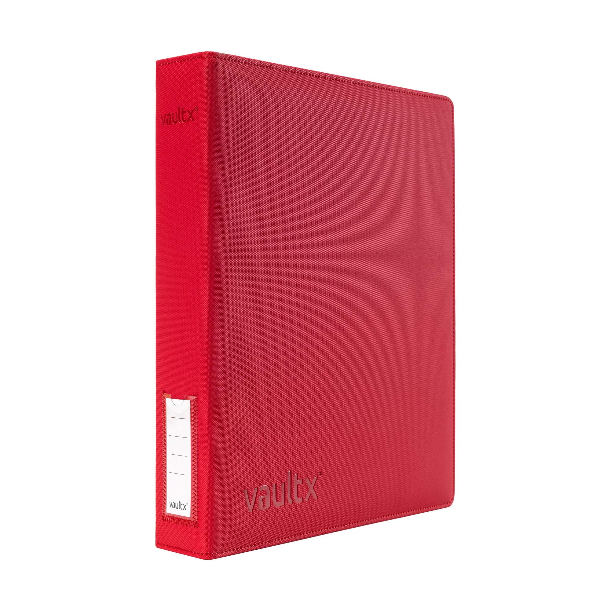 Vault X Trading Card 3 Ring Binder, fits 9 Pocket Pages, 540 Cards, Exo-Tec Material, Easy Open, D-Ring Clip Folder for Collectible Card Games, Sports, TCG (Red, Slim)