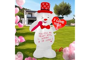 HZGDEJTG 4ft Holding Heart and Singing Bear Valentine's Day Outdoor Inflatable Decoration with Built-in LED Lights, Suitable for Holiday Parties, Lawn, Courtyard Outdoor Decoration