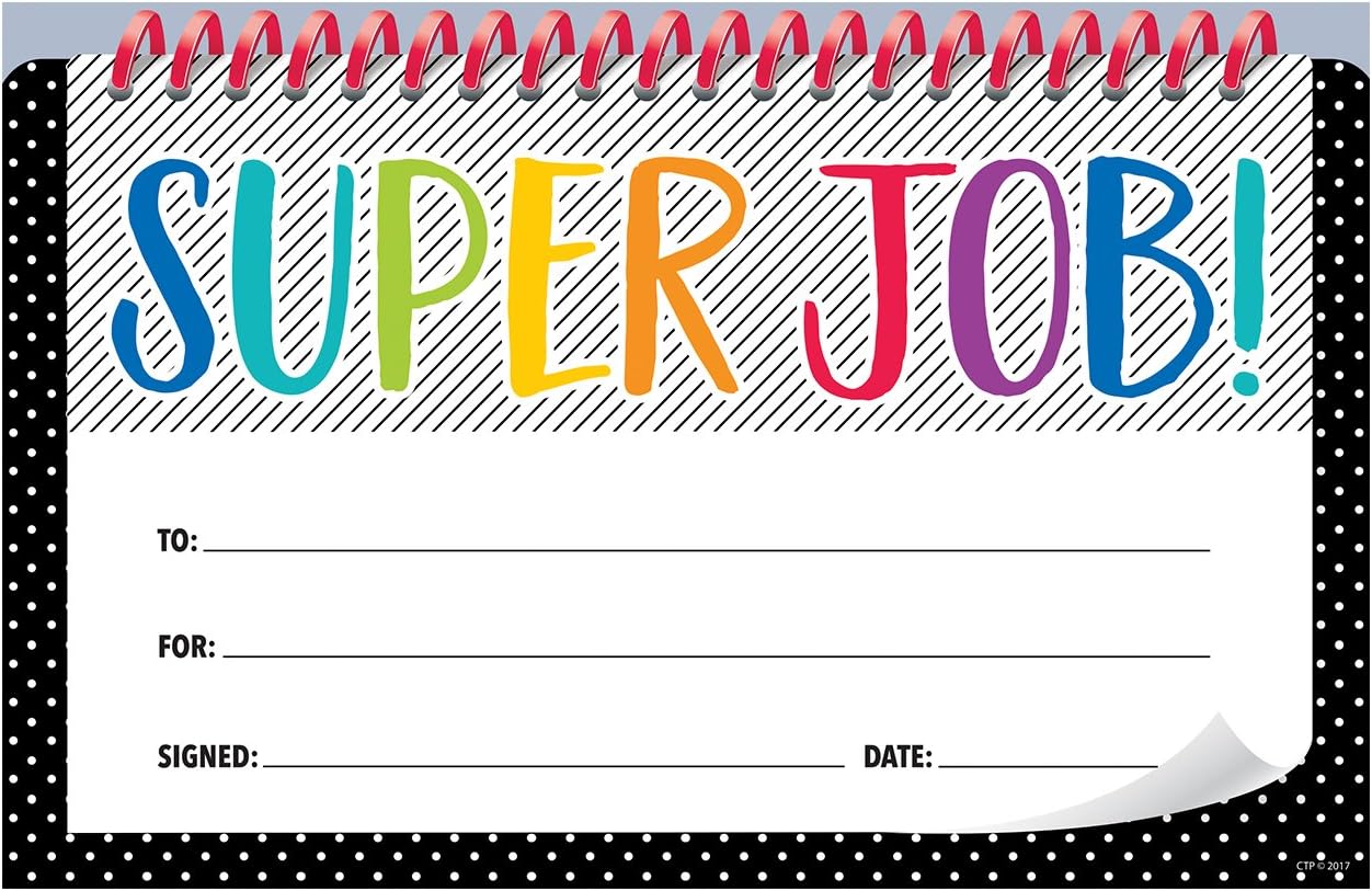 Creative Teaching Press Bold & Bright Super Job! Incentive Award (30 Per Pack), Multi (2516) : Office Products
