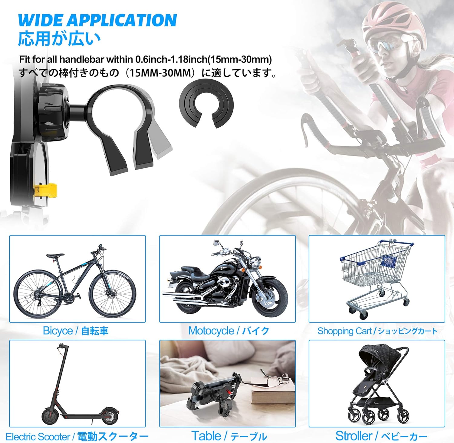 Bike Phone Mount, All-Round Adjustble Motorcycle Phone Mount, Bike Phone Holder for Handlebars Fits iPhone 12 Pro Max//11 Pro/XR/XS MAX,Galaxy S20/S10/Note 10 and All 4.7-6.8inches Devices(Black)