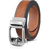 MILORDE Men's Ratchet Leather Belt for Casual Golf Dress Pants Shirts, Adjustable Fit, Comfortable and Easy To Use （35mm）