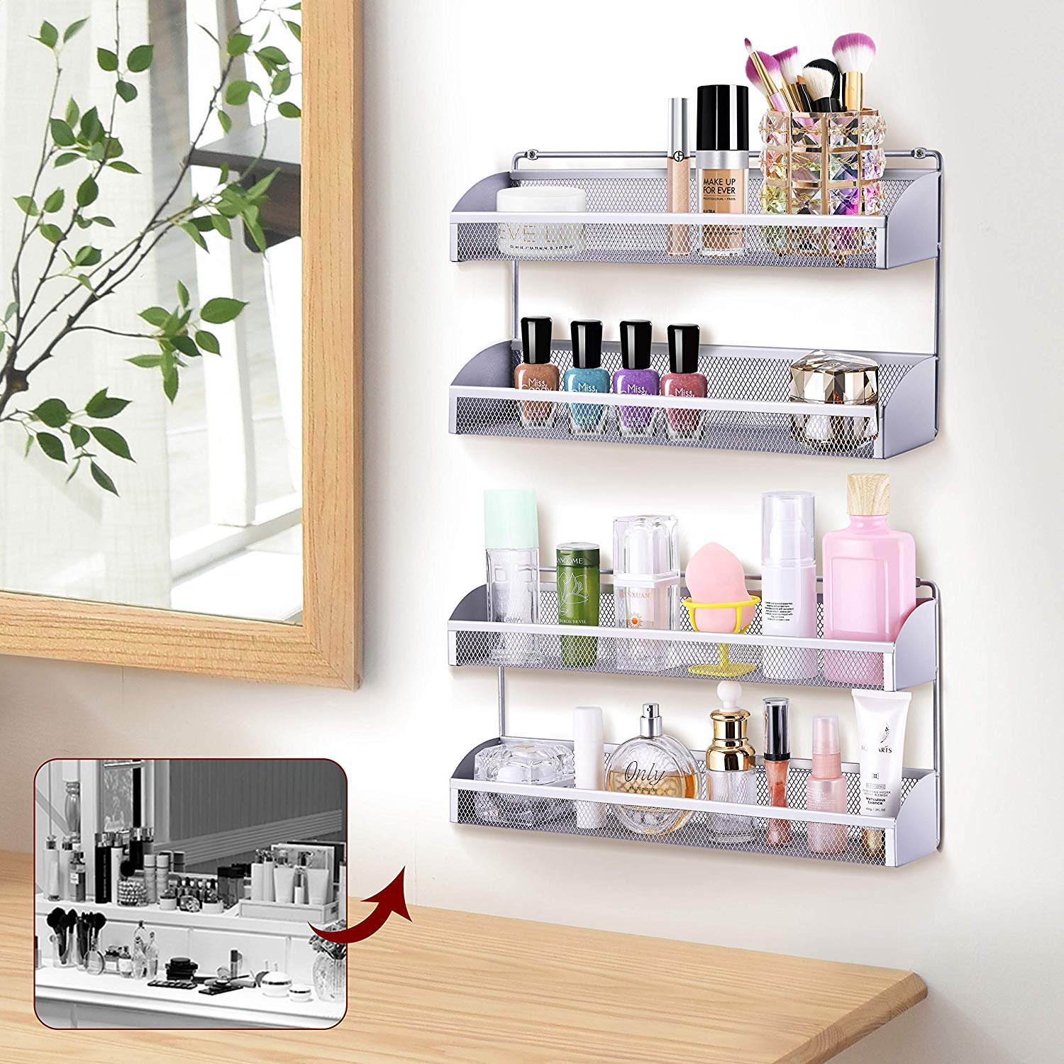 YOMYM Estanterías metálicas para Especias con estantes Montaje en Pared