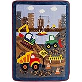 EVERYDAY KIDS Toddler Throw Blanket - 30" by 40" - Under Construction - Super Soft, Plush, Warm and Comfortable