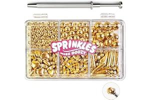MISS DOOZY Gold Sprinkles with 4-Claw Pick up Tool Pearl Sugar Mix Size 6.5oz Contains Metallic Rod & Star Sprinkles for Cake Decorating Baking Cupcake Toppers Cookie Decorations