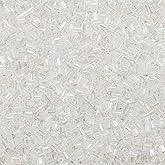 LINYUEARUI 4200pcs/90g White Glass Cylindrical Mini Seed Beads, 2mm (Bead), 0.7mm (Hole), For Jewelry Making and DIY Bracelets, Necklace, Earring