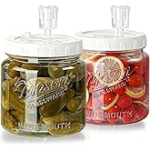Dwbligt 2 Pack Fermentation Jars with 3 Airlocks, Half Gallon Glass Jars with Airtight Lid, 64 oz Wide Mouth Mason Jar with Scale Line for Pickling, Mead Making, Kimchi, Sourdough and Food Containers