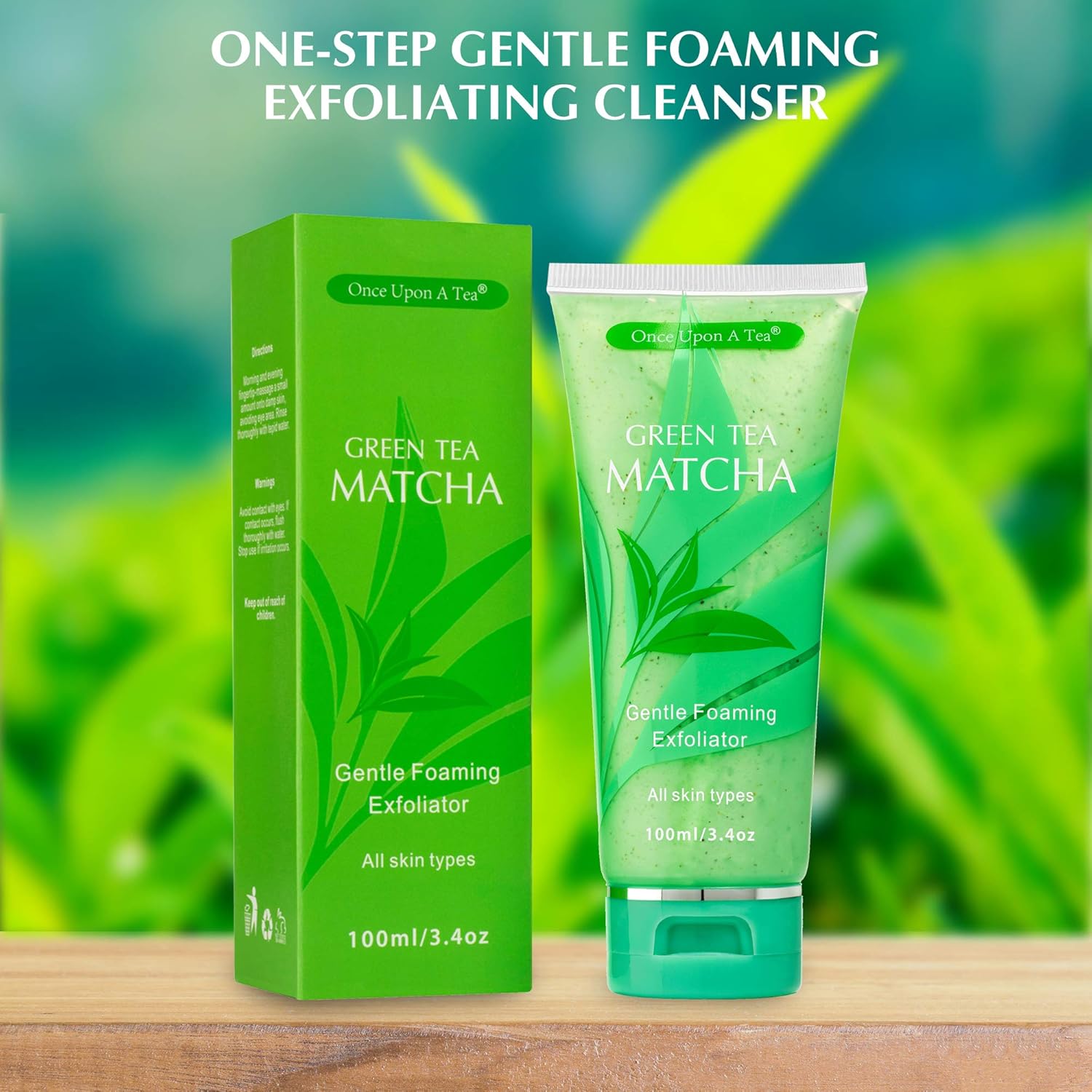 Green Tea Matcha Gentle Foaming Exfoliator, Best Exfoliating Face Wash For Men & Women, Deep Cleansing & Reduces Clogged Pores, Anti-Aging Facial Skin Care Cleanser, Microdermabrasion Effect : Beauty