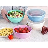 falichchch Wheat Straw Bowls with Lids BPA Free, Microwave & Dishwasher Safe (4)