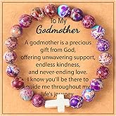 Lamyba Godmother Gift, Godmother Proposal Gift From Goddaughter Godson, Christian Cross Natural Stone Bracelet