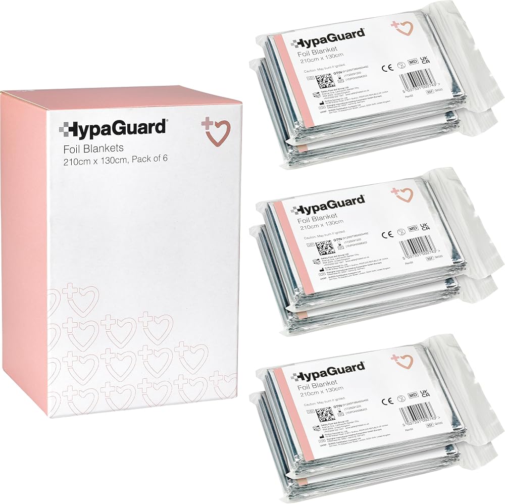Safety First Aid Group HypaGuard Foil Survival Blanket Pack of 6