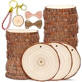 SENMUT Wood Slices 3.5-4.0 Inch Natural Rounds Unfinished Wooden Circles | 30 Pcs, Christmas Ornaments for Crafts, Wood Blank