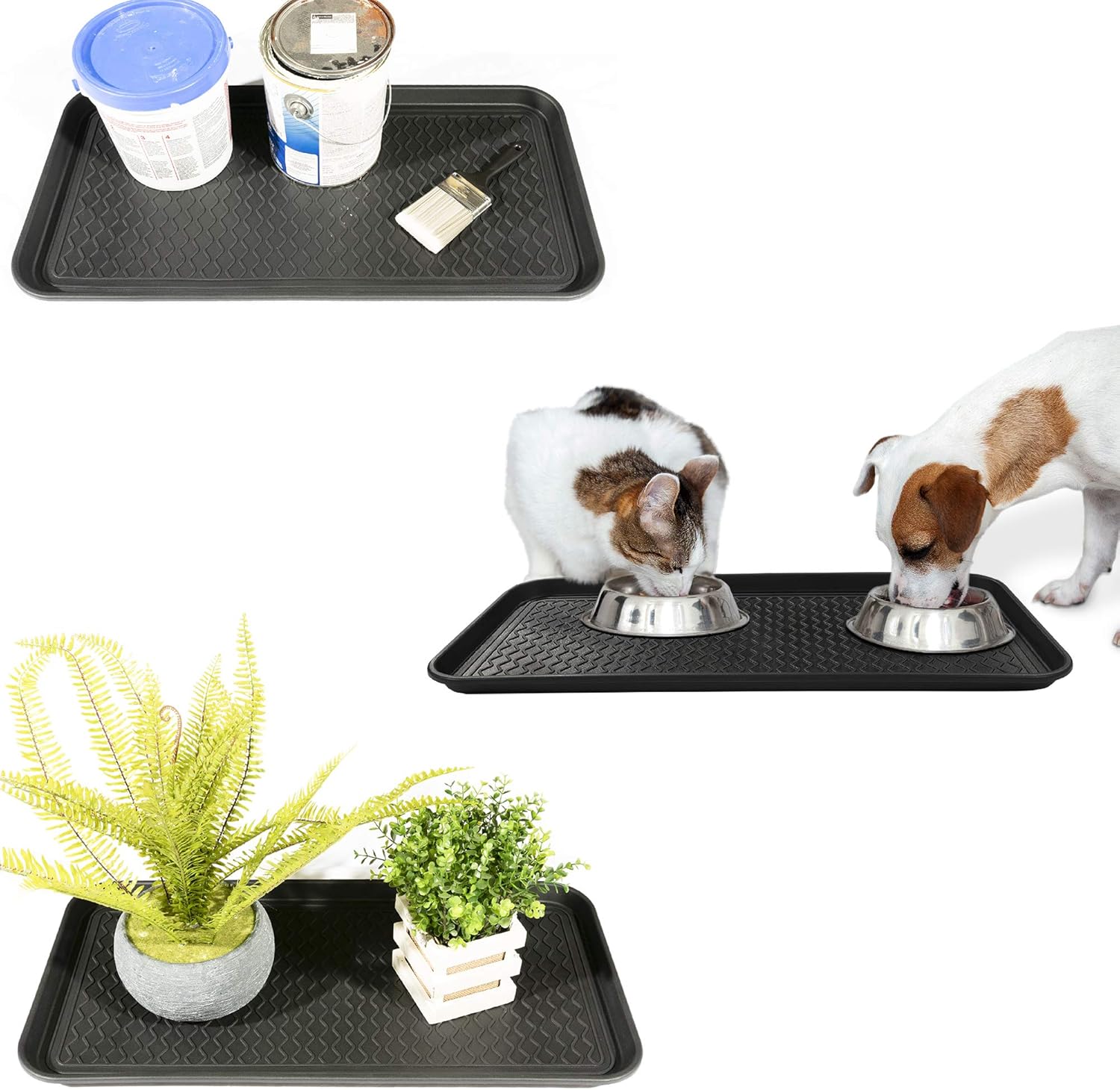 Ottomanson TRY400-30X15 Try Trays, 30" X 15", Black: Furniture & Decor