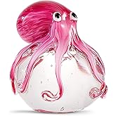 EUSTUMA Hand Blown Glass Octopus Figurine Ornament,Sea Animal Ornament for Fish Tank Aquarium,Sea Animals Collection for Birthday Gift,Glass Office Paperweight for Desk.